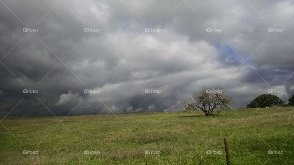 Stormy skies over pasture in Vermont