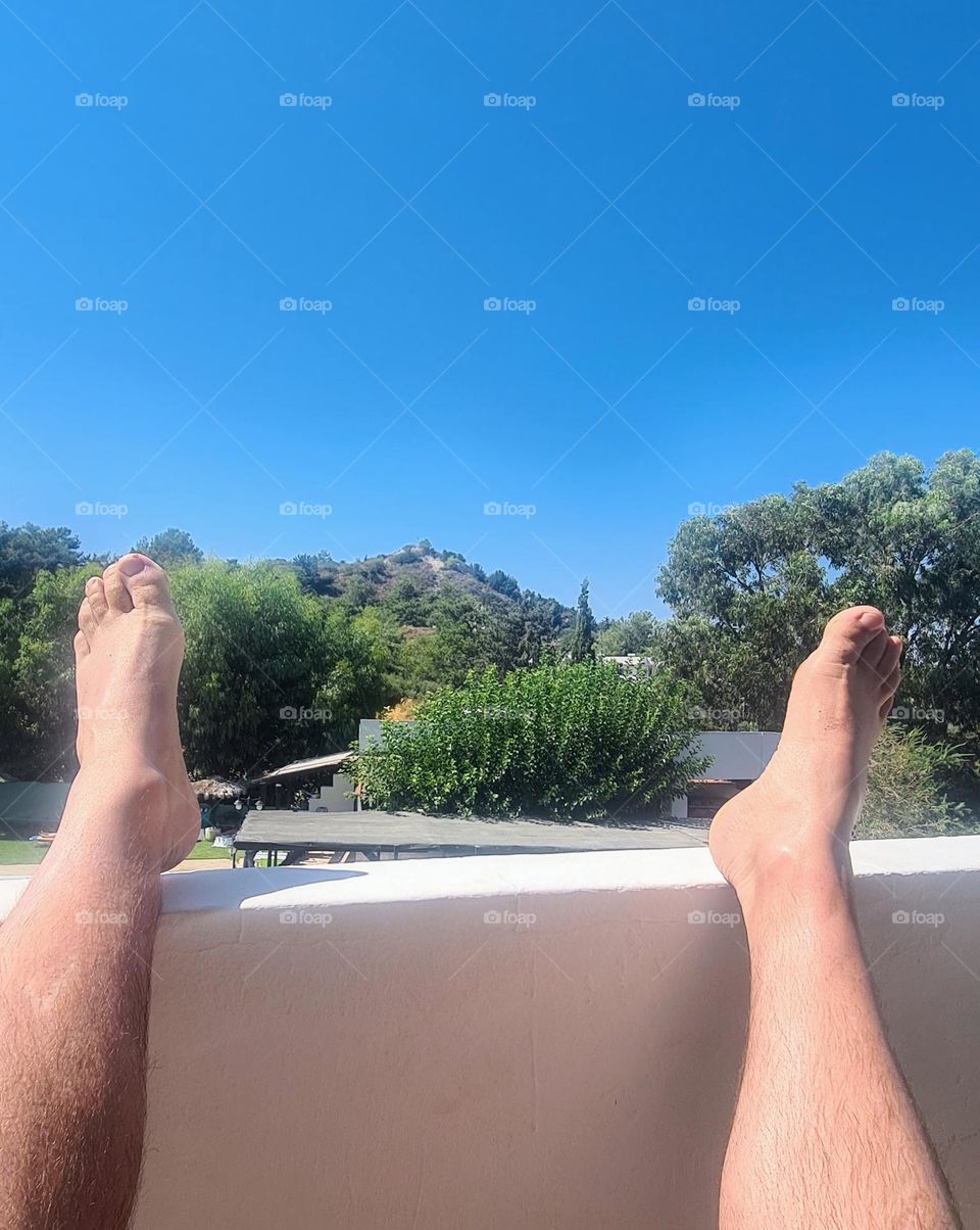 Relaxing and putting my feet up in Rhodes
