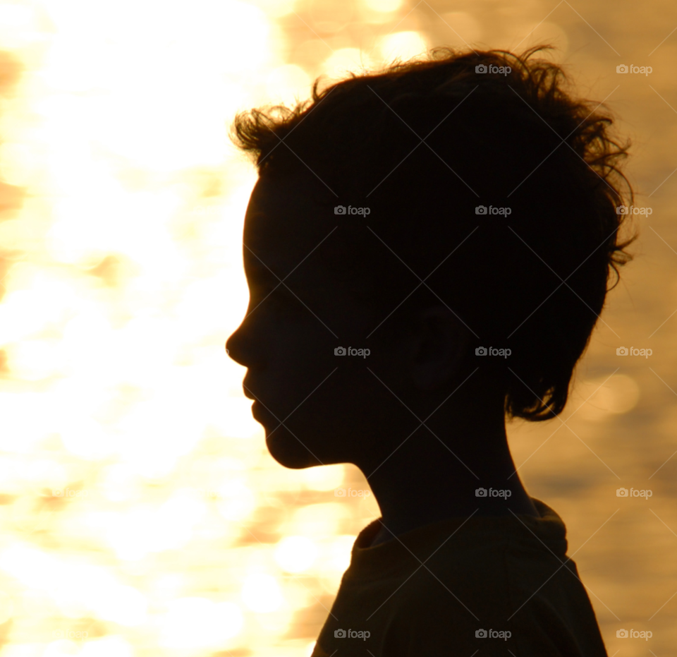 sunset child lake boy by lightanddrawing