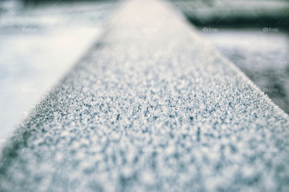 Frozt on a wooden fence