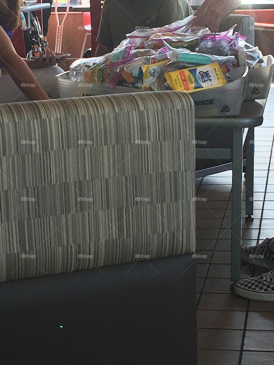 Along with free shoes and a meal they also gave a bag of necessities with each pair.