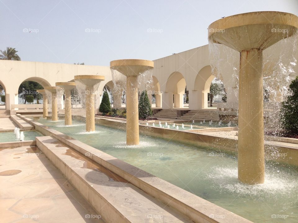 Arabic Fountains. Fountains outside the National Theatre, Doha, Qatar. 