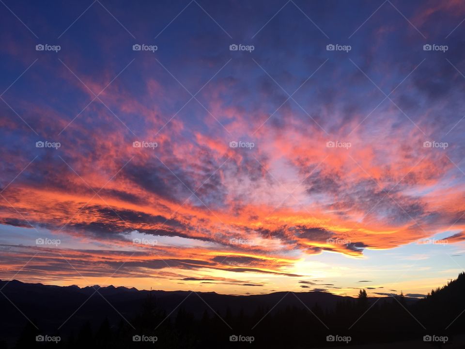 Dramatic clouds at sunset