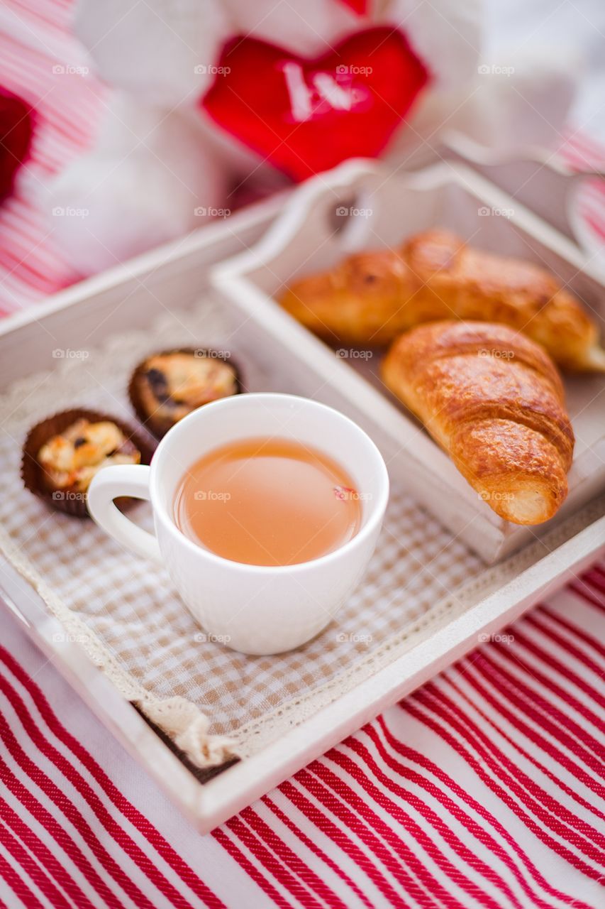 Morning breakfast in bed