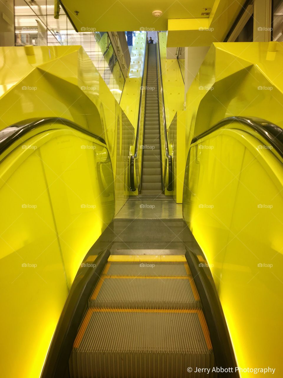 Yellow Escalators inside Seattle Central Library