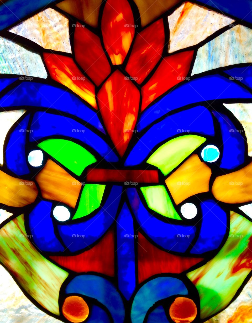 Stained Glass Large in Size. Multi Colored Stained Glass   Hangs in Window Like a Curtain   Heavy Glass and Lead   Hand Made   Delicate   Don't Drop