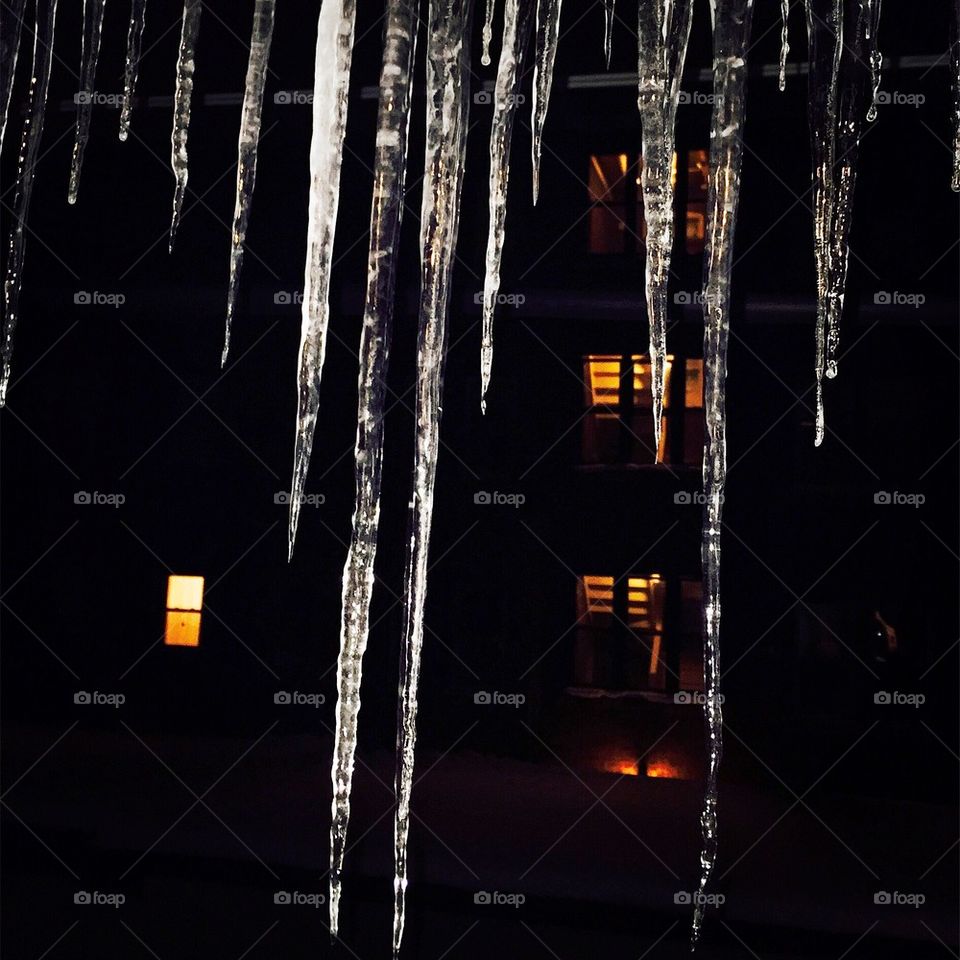Icicles at night 