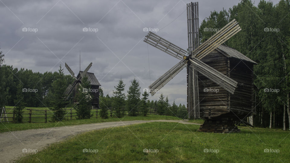 Old windmill in the museum of Arkhangelsk