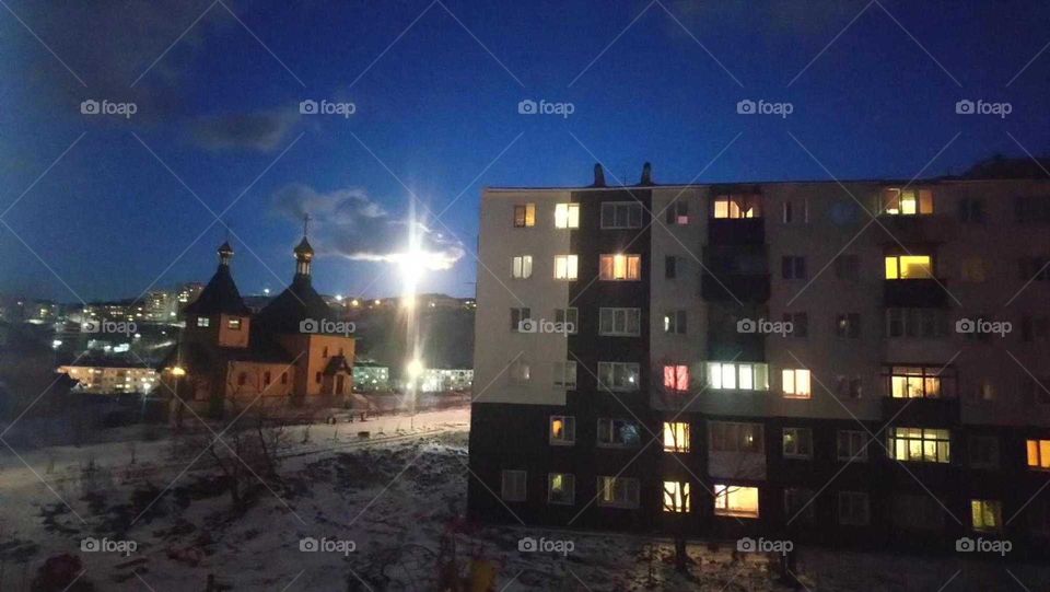 Evening in small town