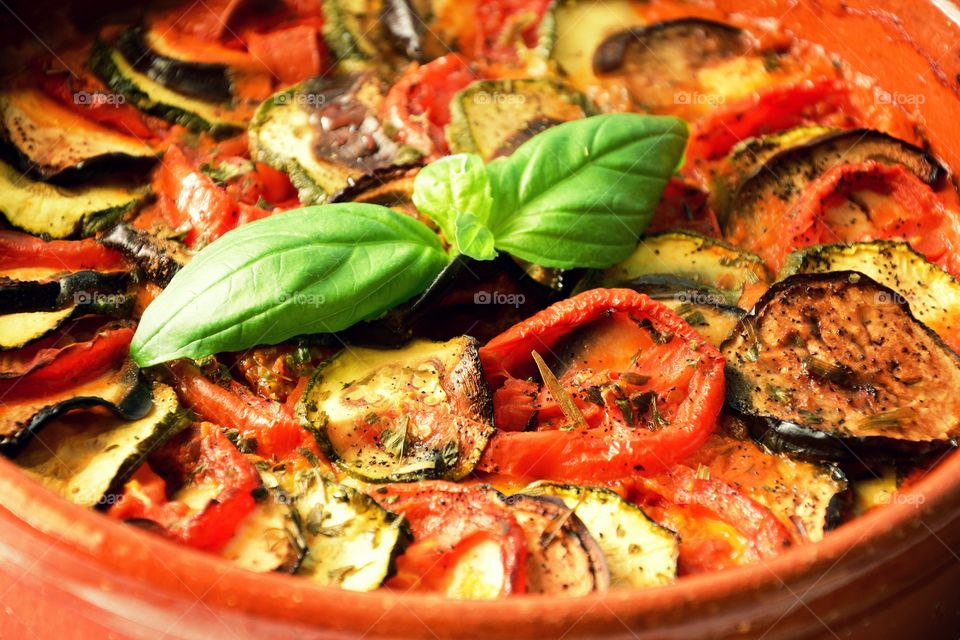 Closeup photo of ratatouille casserole