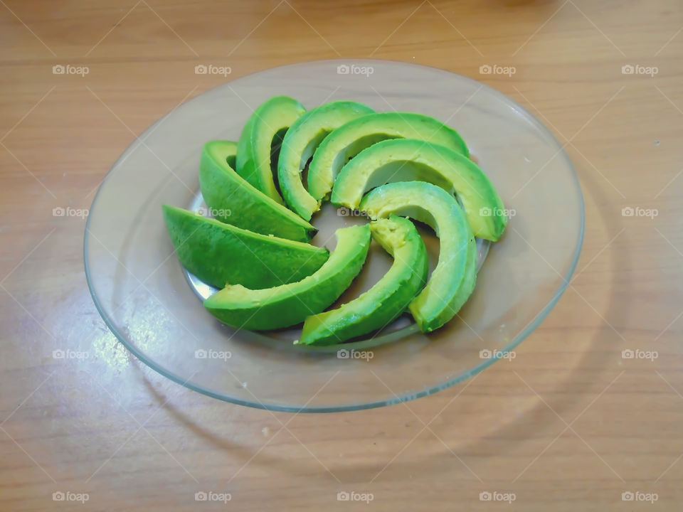 Avocado Pear Slices In Plate