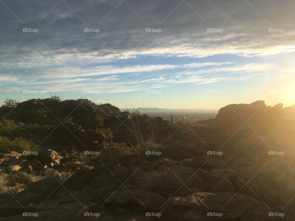 Sunrise in the Superstition Mountains in Arizona