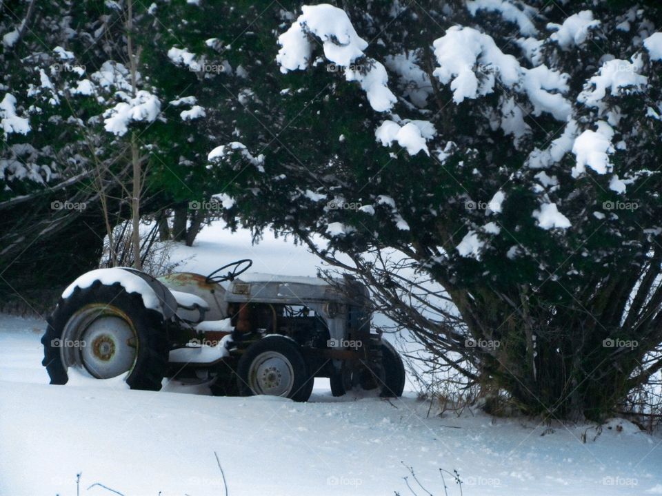 Tractor in snow