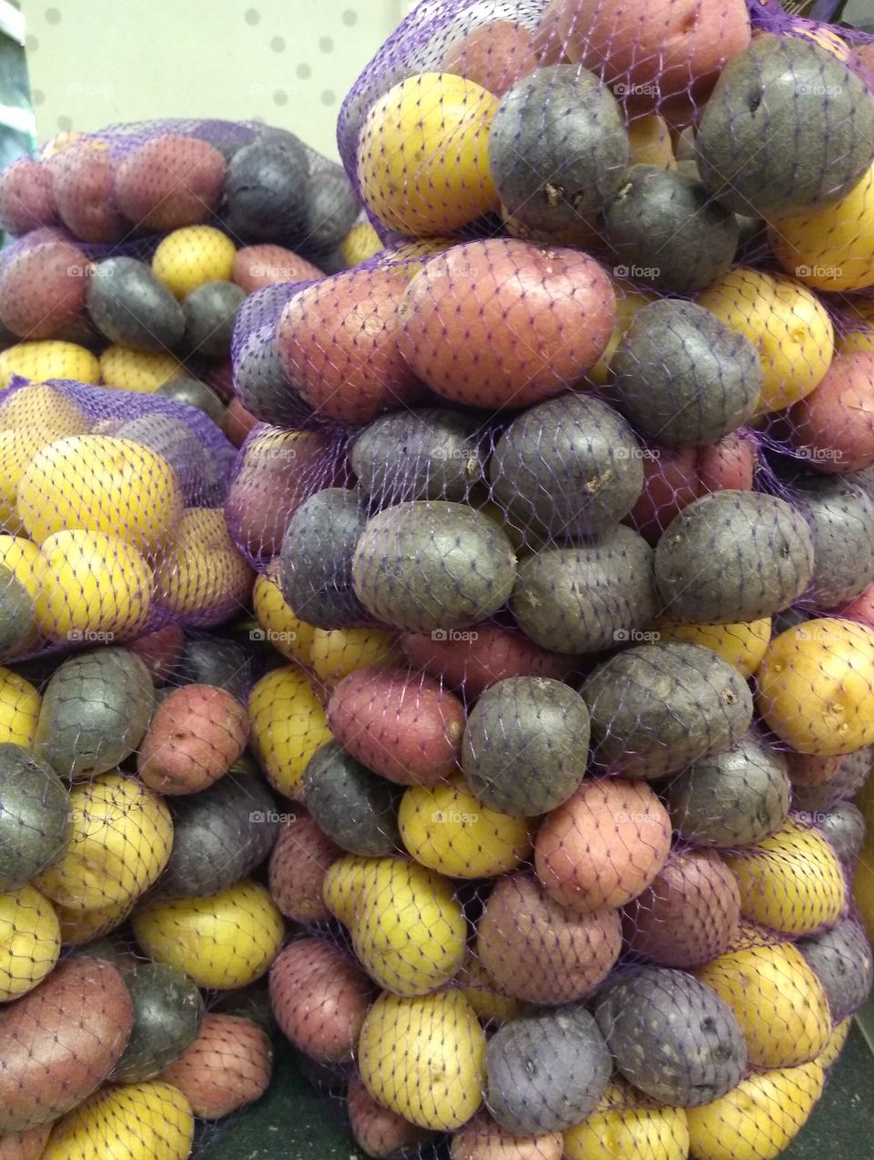 Bags of Colorful Potatoes