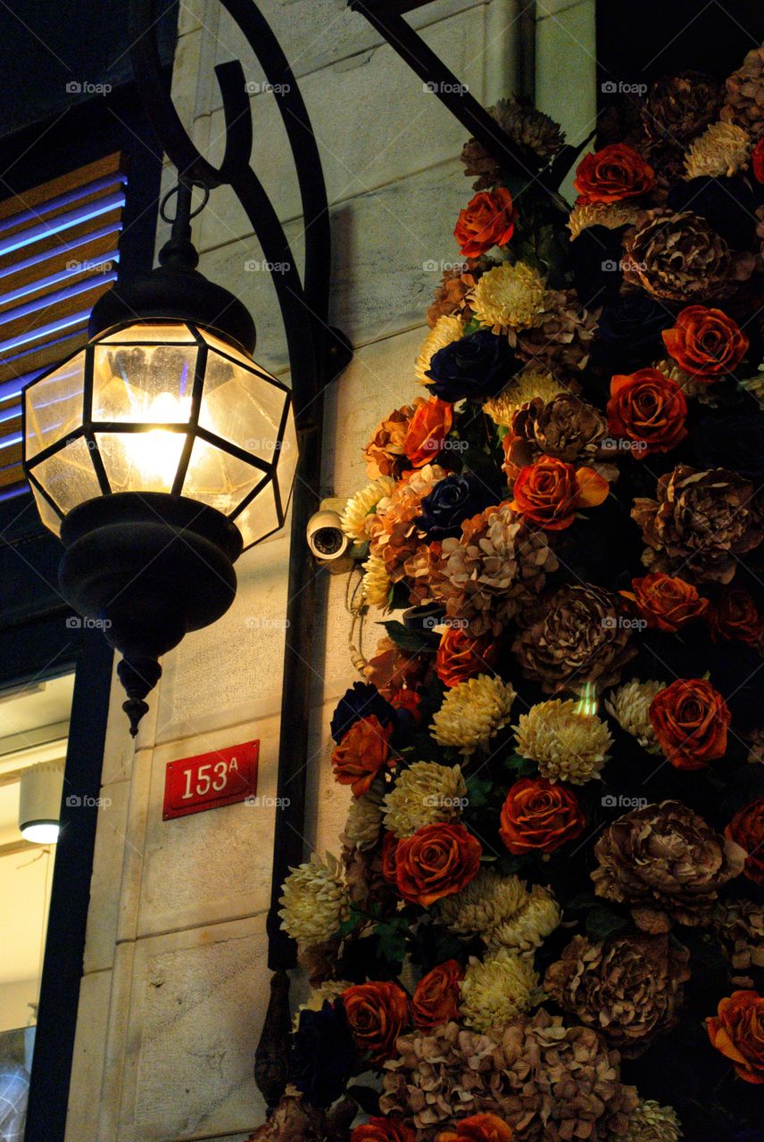 chandelier and flowers