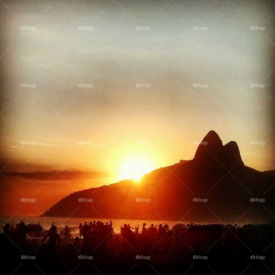 sunset Rio. sunset in Ipanema, Rio de Janeiro, Brasil