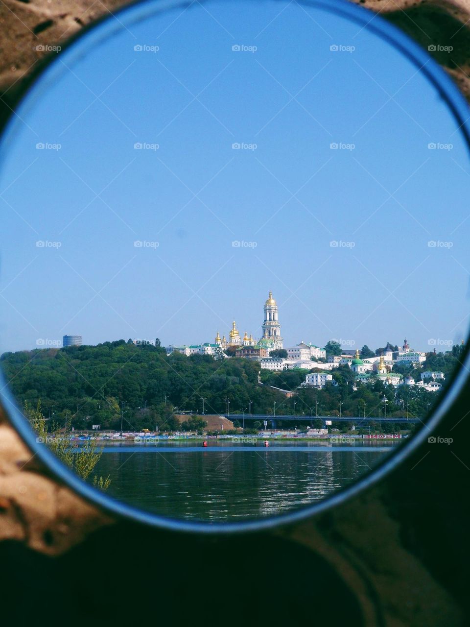 mirror reflection in the mirror of the Pechersk Lavra in the city of Kiev