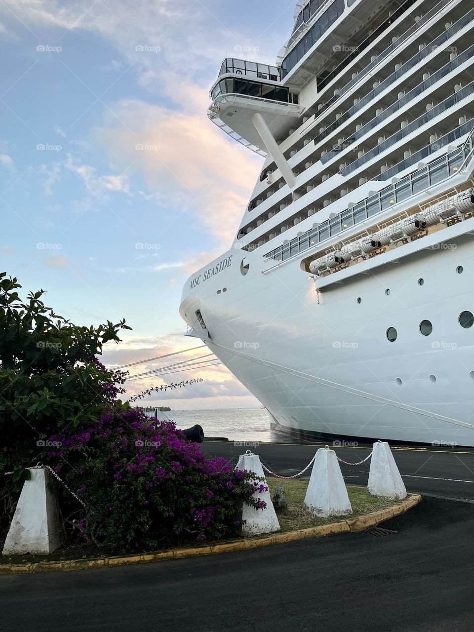 Cruise ship moored in Guadeloupe