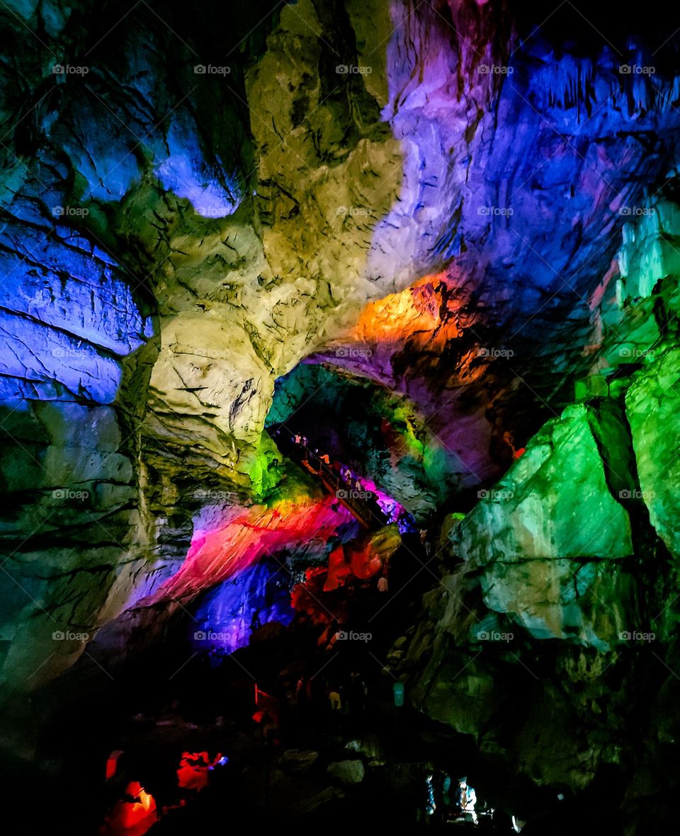 The beautiful Burrah caves, located in India.Legend has it that Borra Caves was first discovered when a cowherd, while searching for one of his lost cows, accidentally came across them. There he found a shivling deep inside the cave.