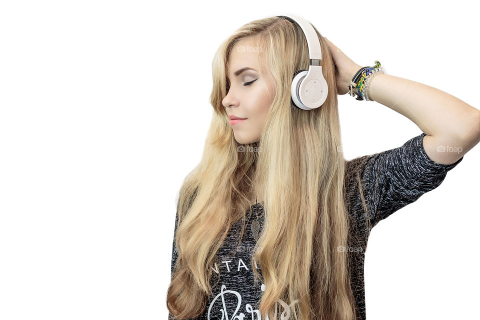 girl in headphones