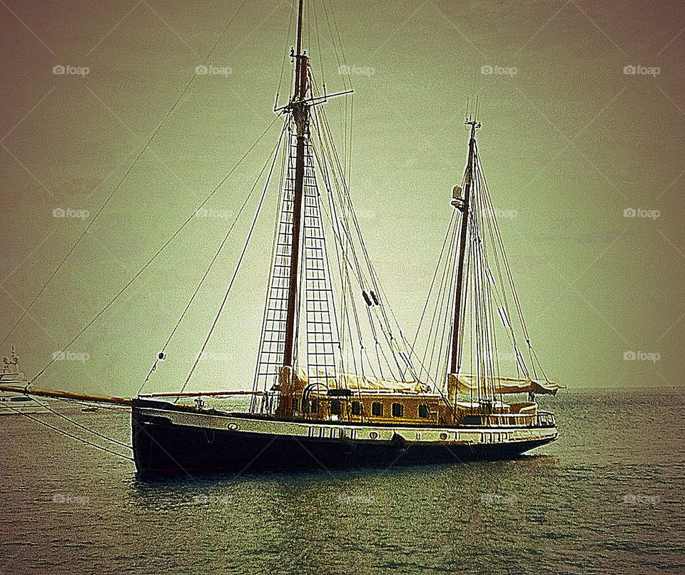 vintage yacht on sea antibes by swisstraveler