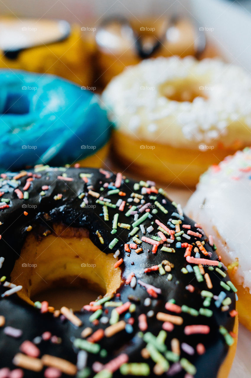 Close-up of donuts