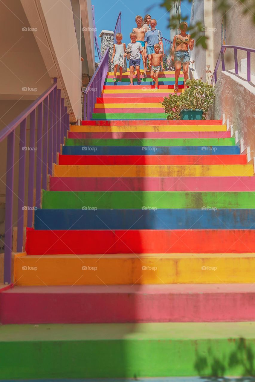 multicoloured stairs