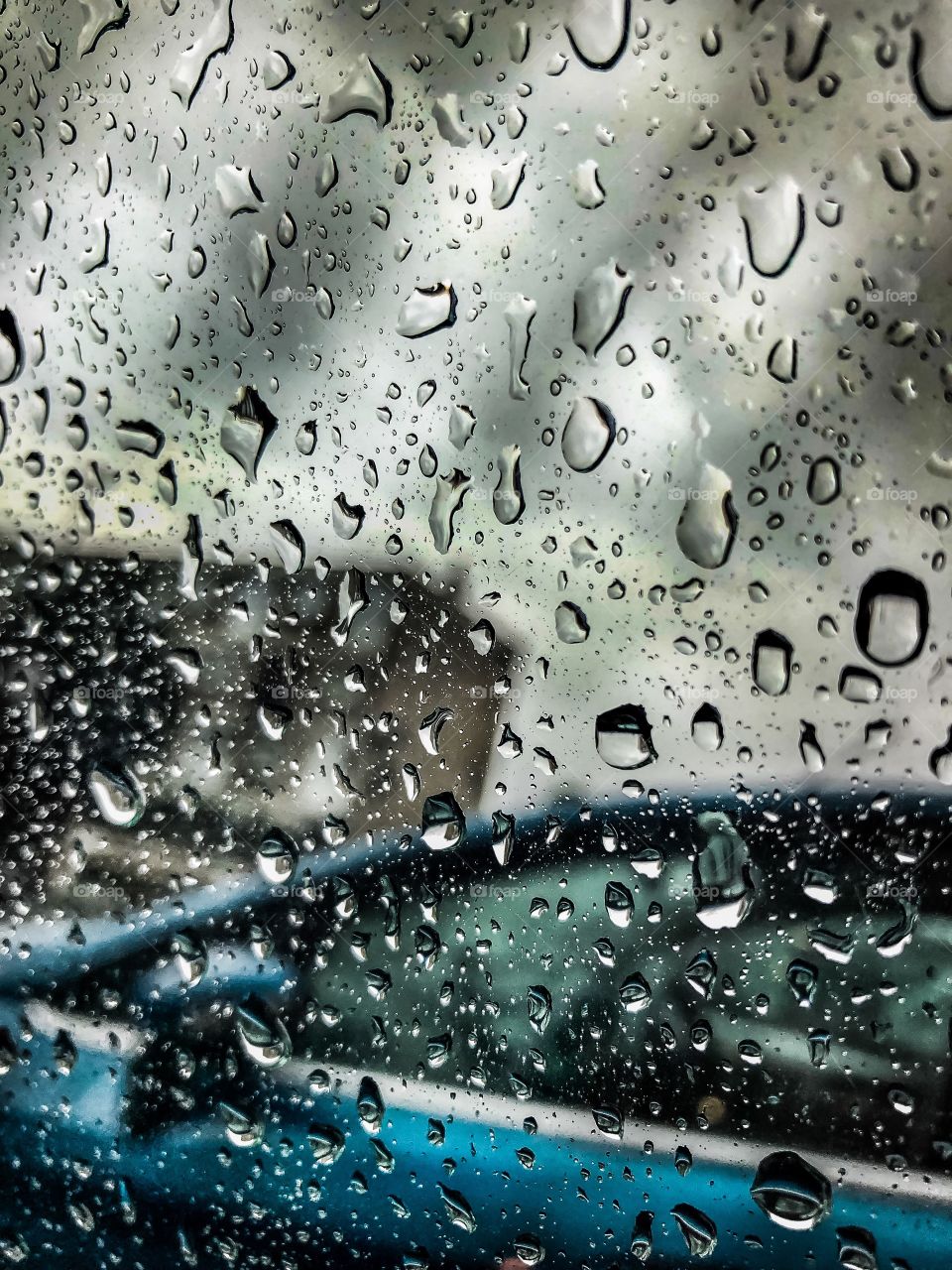 Sitting in my car on a rainy day 