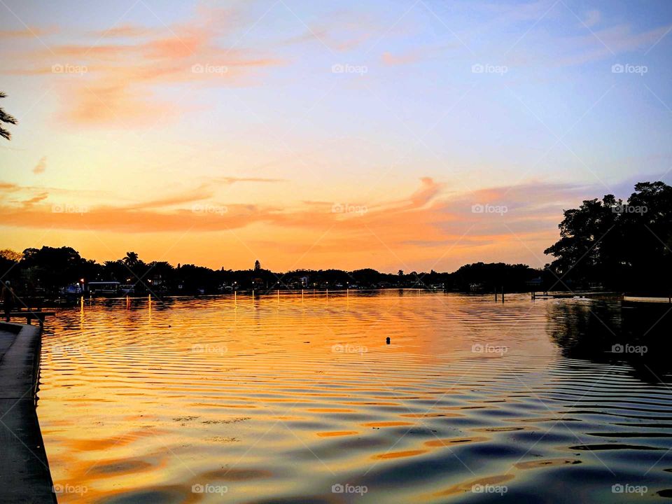waterfront sunset