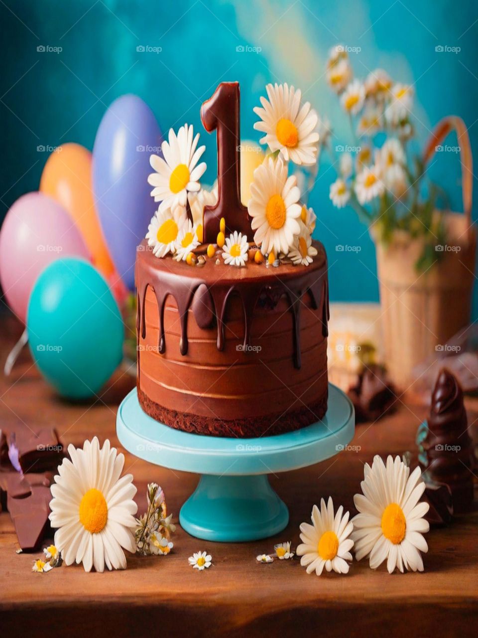 The first birthday cake with chocolate