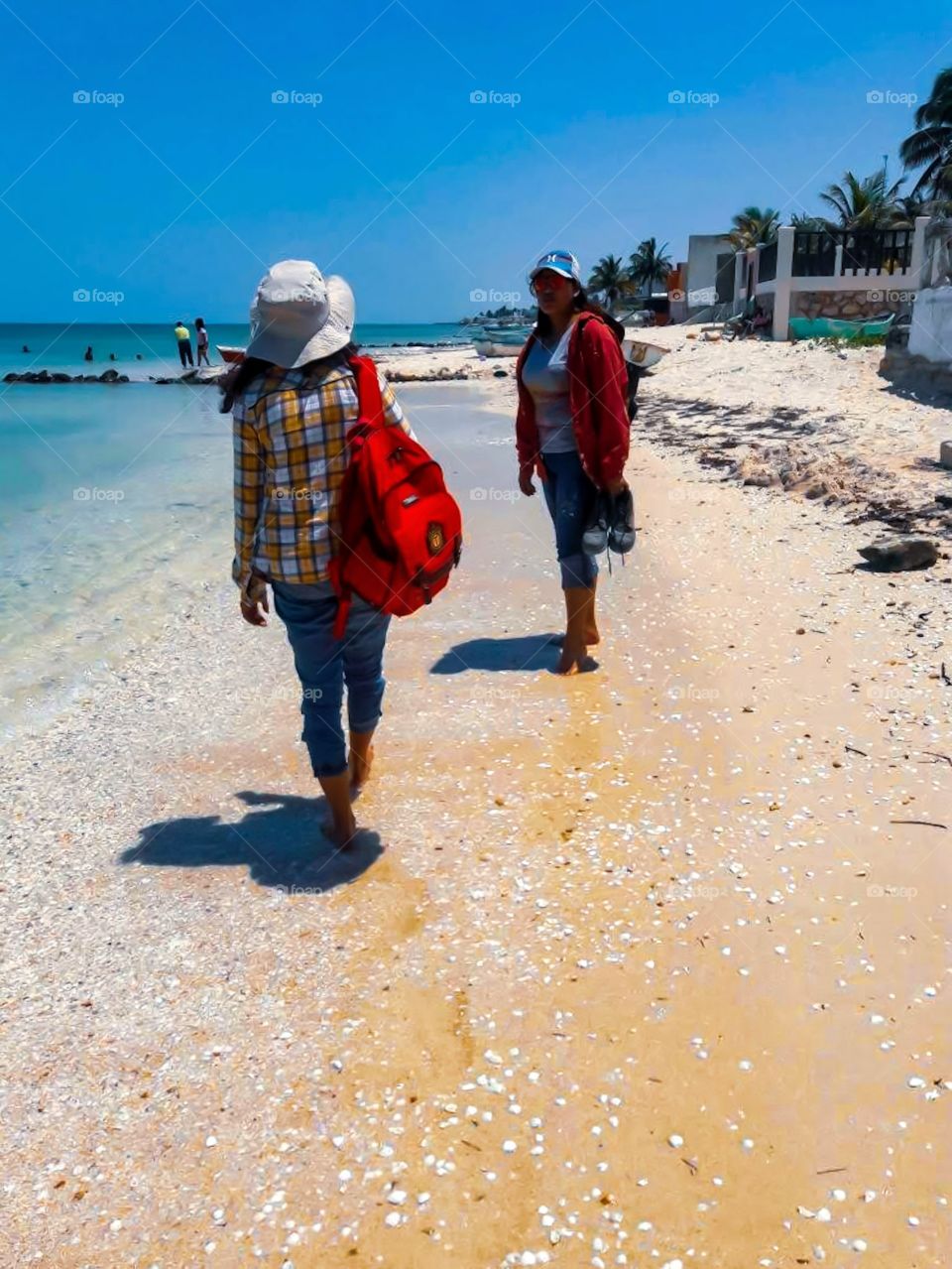 on the beach with friends