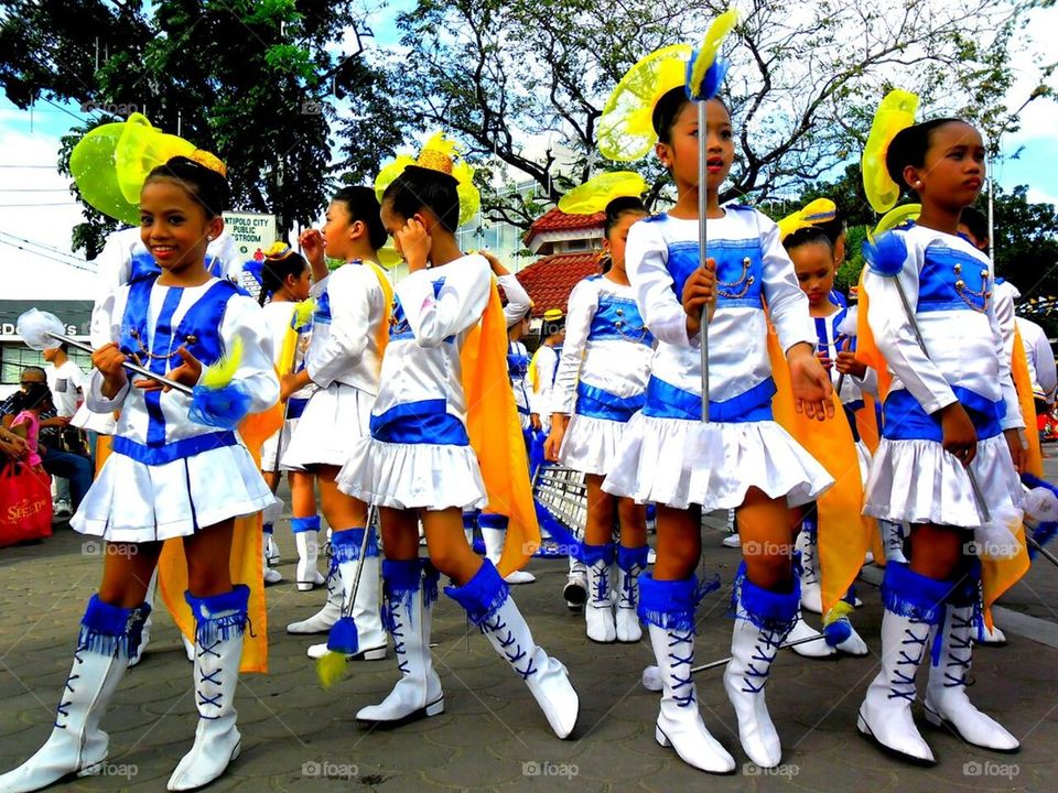 Majorettes of a marching band at a feast in antipolo, rizal,