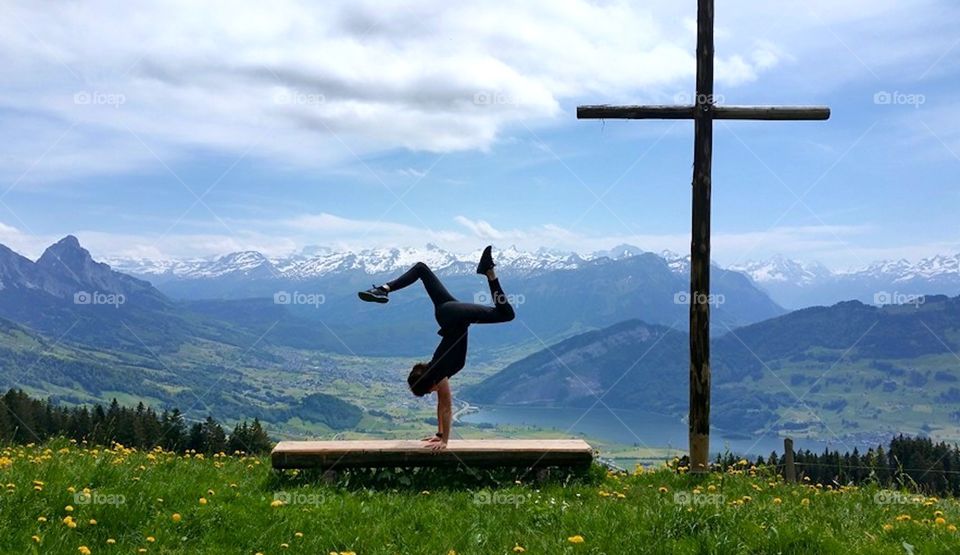 dance on the top of mountain 