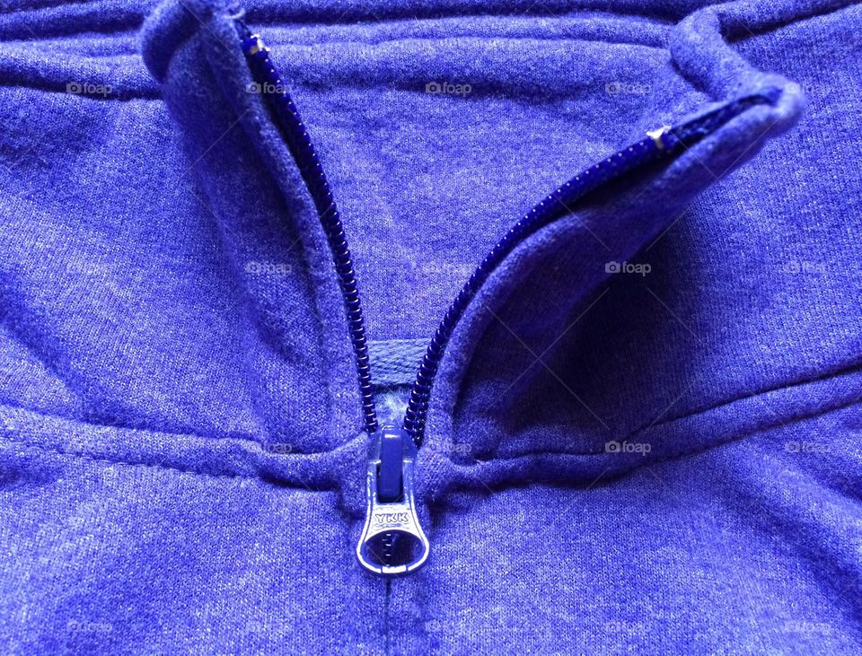 Close up of blue color zipper