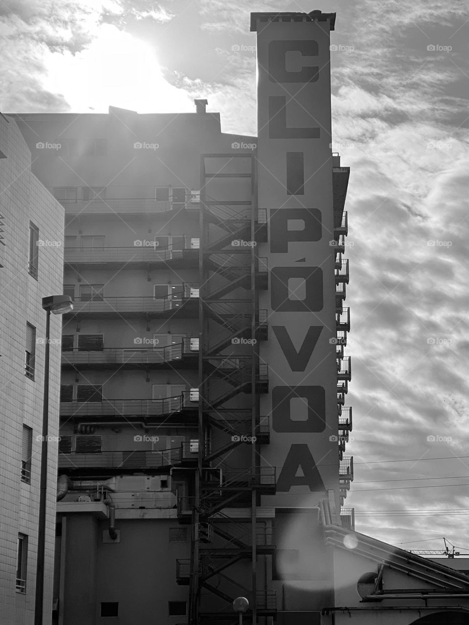 Building structure in black and white