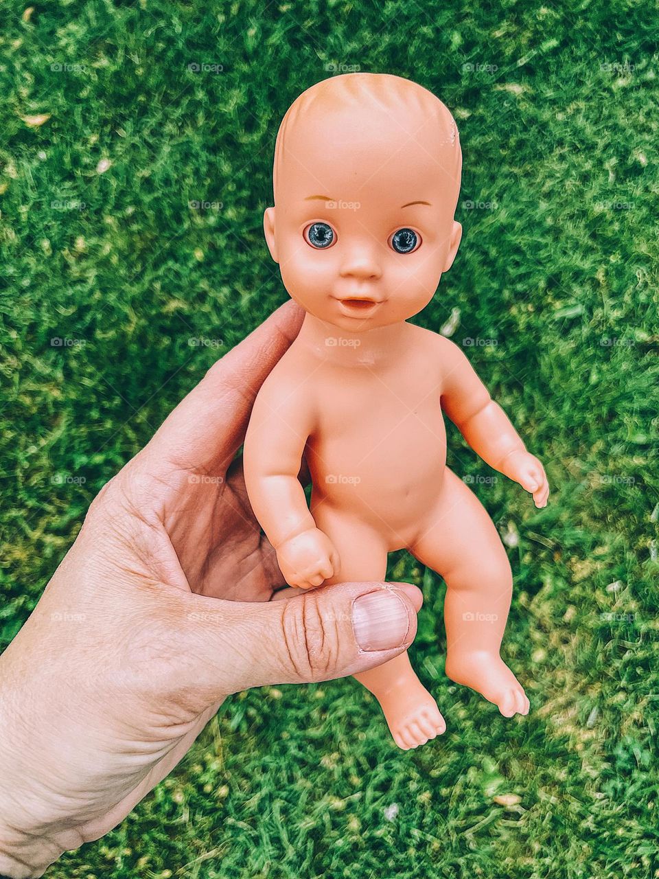 Baby doll found outside in the grass, Child’s doll found outdoors, looking for baby, surprises in the backyard 