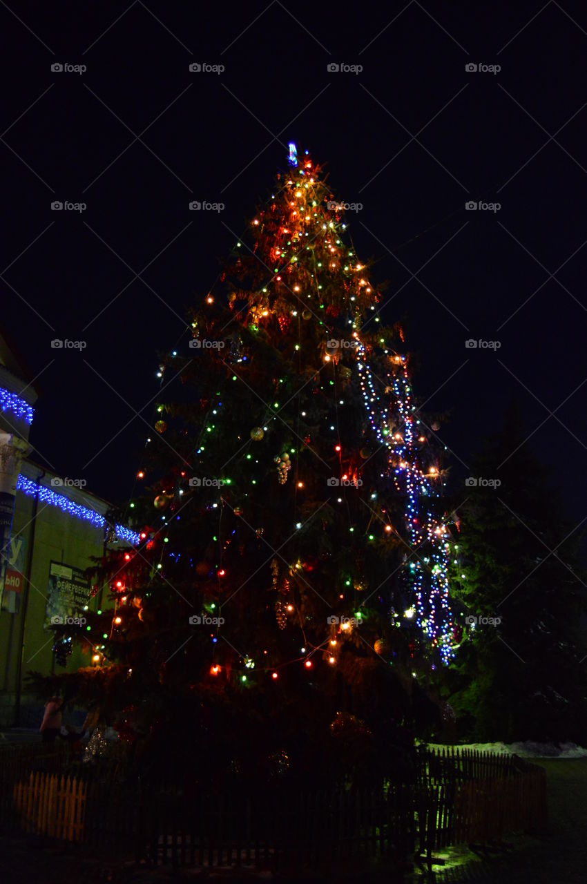 New year, Christmas, winter, holiday, gerljandy, lights, light bulbs, background, Christmas tree,