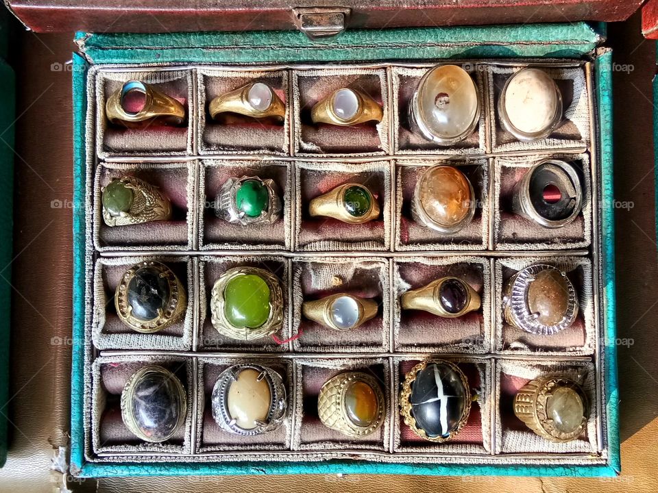 Various types of gemstone rings