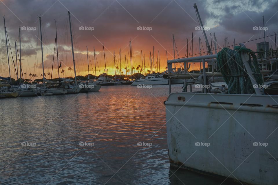 Waikiki Boat Harbor Sunset