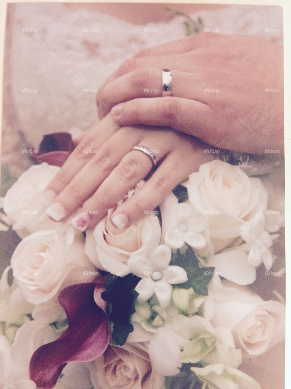 Close up of newlywed hands