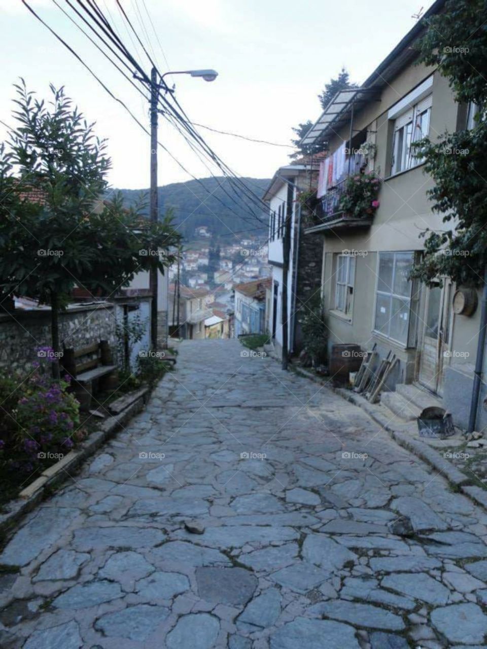 village cobblestone walkway