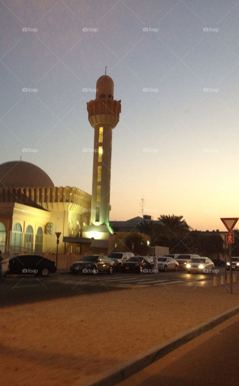 sunset uae dubai mosque by chrisc