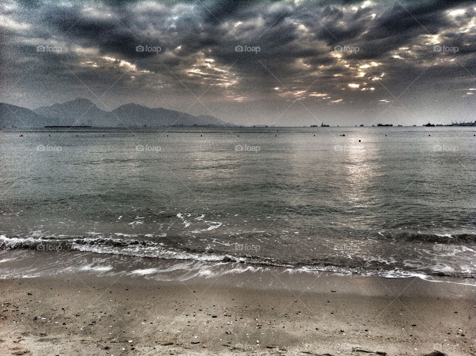 beach sunset clouds sand by Nikita80