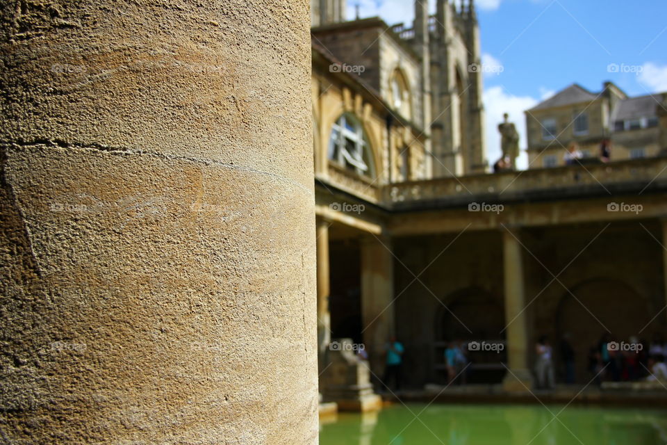 closeup blur of roman bath