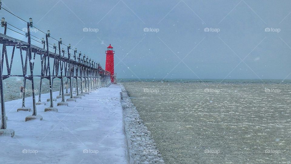 Grand Haven pier in Winter