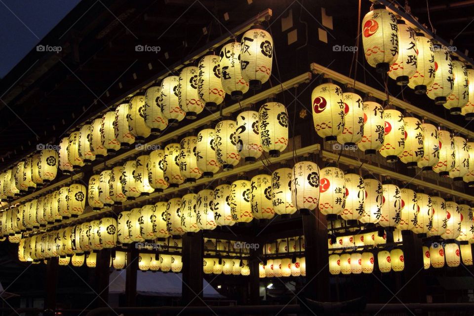 Japanese lanterns in a temple