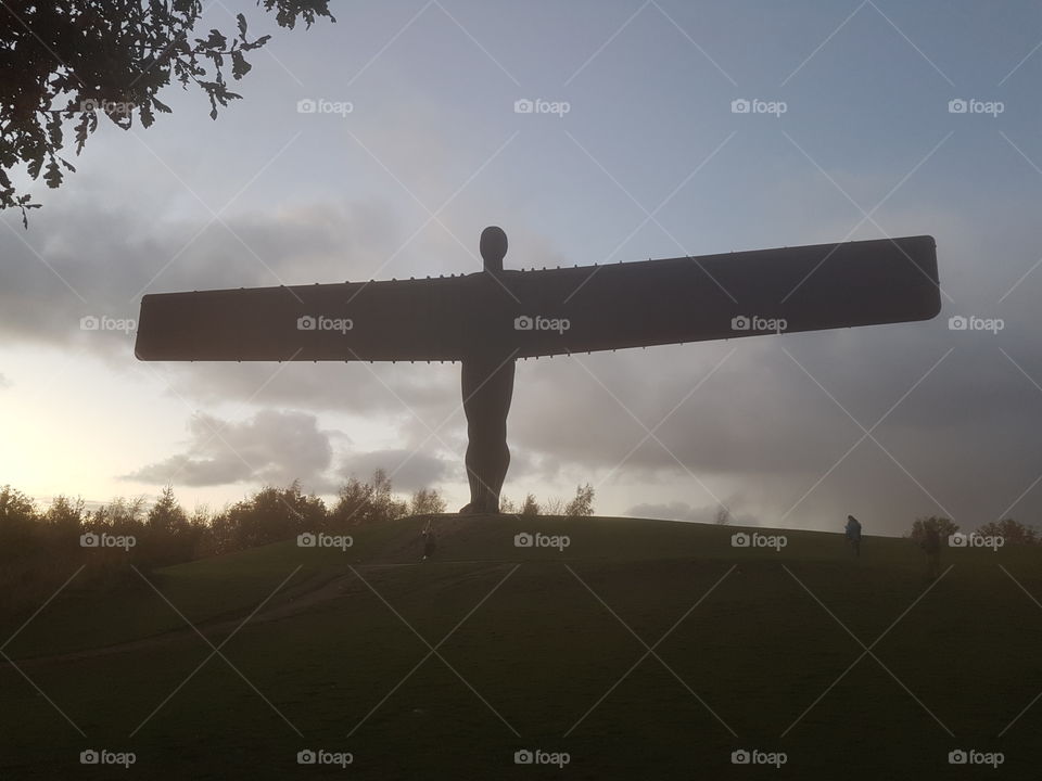 Silhouette of The Gateshead Angel in North East England