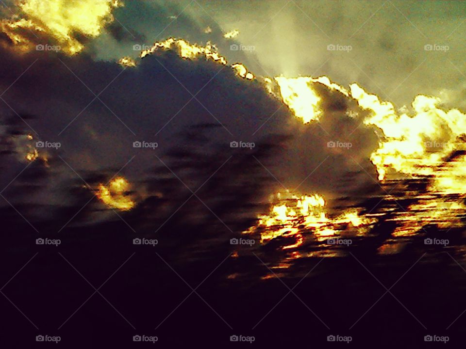 On the way to the Baltic Sea. Clouds on the lake.