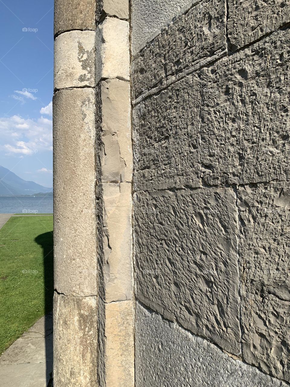A detail of the Romanesque church of Santa Maria del Tiglio, in Gravedona on Lake Como. The building is located a few steps from the shores of the lake.