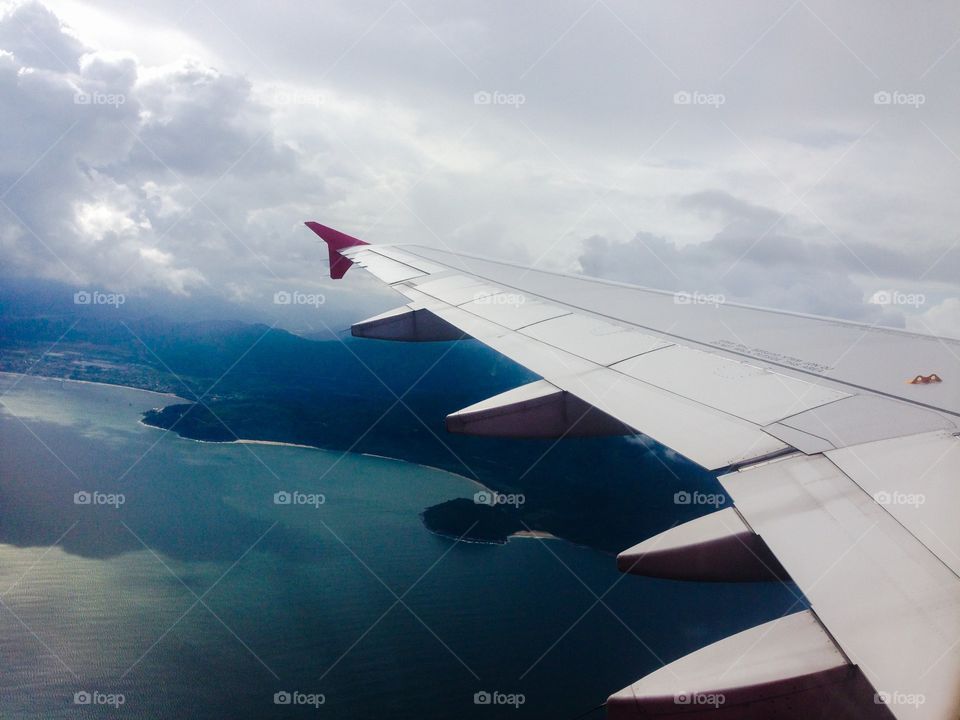 Da nang from the sky. View of Da Nang from an aeroplane